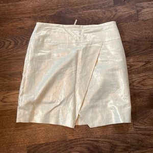 J Crew Cream/Gold Metallic Linen Skirt